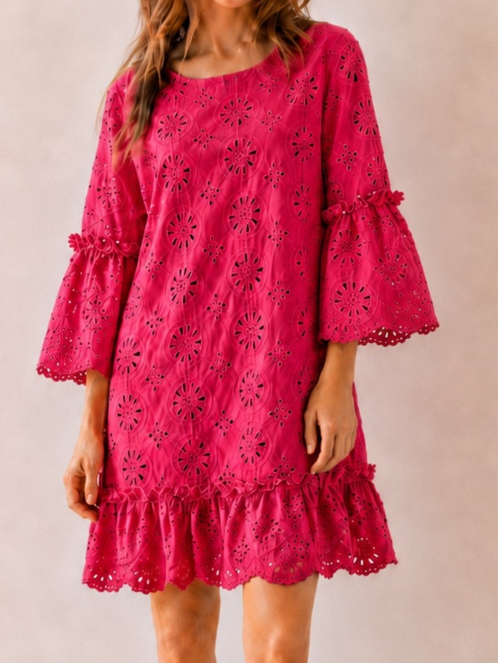 Anthropologie Hot Pink Eyelet Cutout